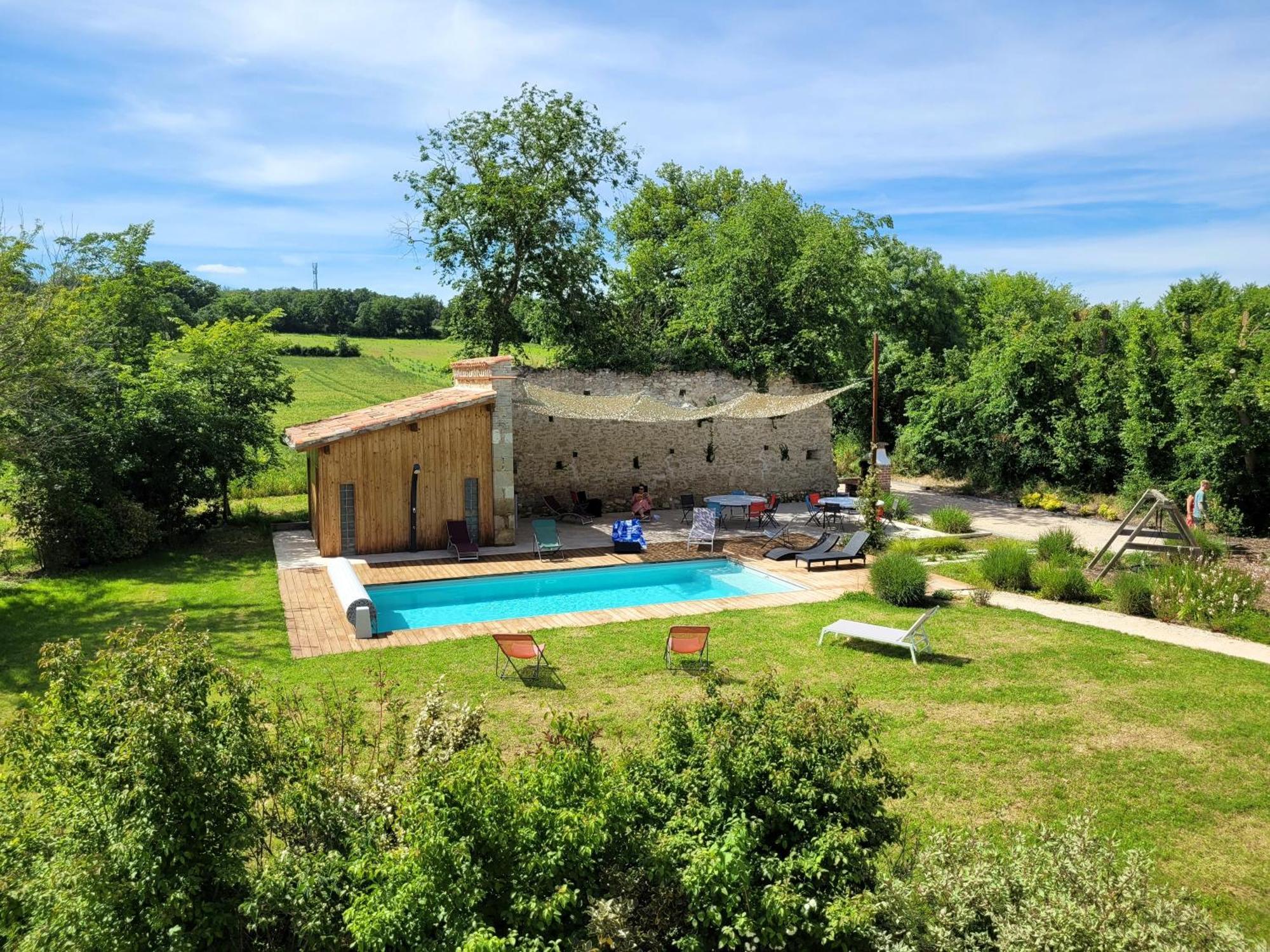 Gite Campagne Famille 15 Pers Piscine Chauffee Jeux Enfants Petanque Saint-Sauvy Exterior foto